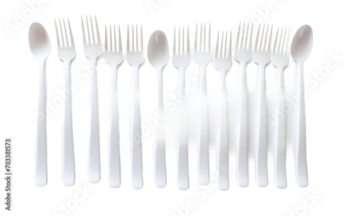 Exploring the Practical Beauty of Plastic Cutlery in a Realistic Photo Isolated on Transparent Background.