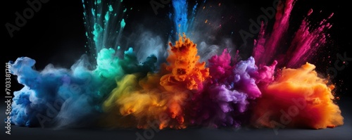 Explosion of titanium colored powder on black background 