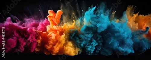 Explosion of titanium colored powder on black background 