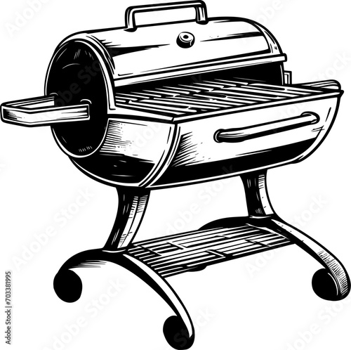 bbq grill sketch icon isolated. AI generated illustration.