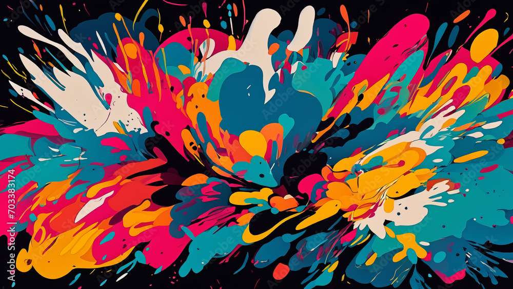  4K, wallpaper with colorful paint splatter pattern