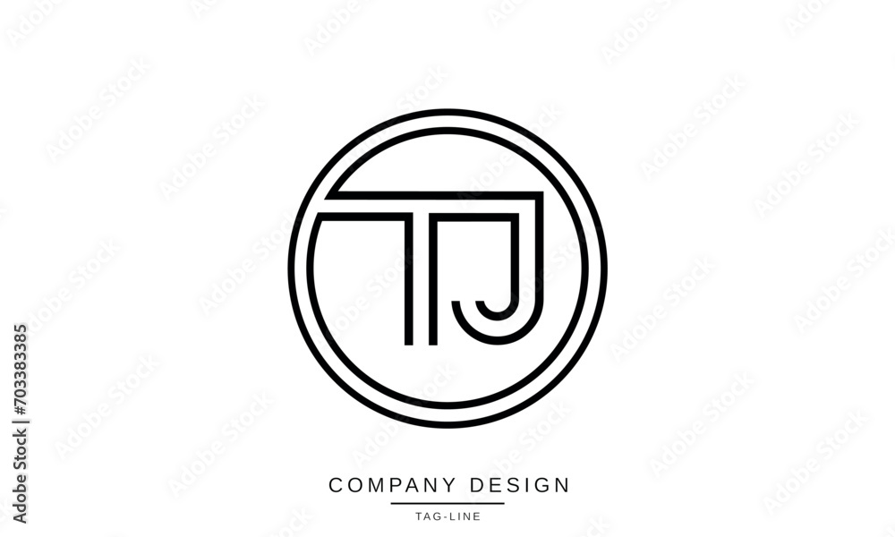 TJ, JT, Abstract Letters Logo Monogram TJ, JT, Abstract Letters Logo Monogram