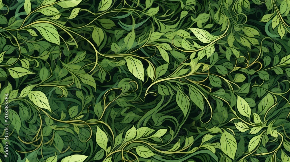  a close up of a green leafy wallpaper with a lot of green leaves on the top of it.