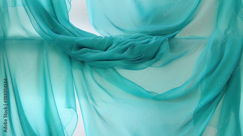  a close up of a piece of cloth with a blue cloth hanging off of it's side in front of a white background. - obrazy, fototapety, plakaty 