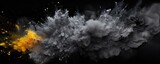 Explosion of pewter colored powder on black background