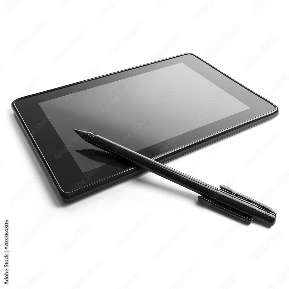 A Graphic Tablet And Stylus. Isolated Graphic Tablet On Transparent Background. PNG. Modern Toolset For Artists And Designers A Graphic Tablet And Stylus. Isolated Graphic Tablet On Transparent Background. PNG. Modern Toolset For Artists And Designers