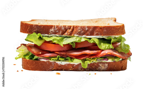 A Close-Up View of a Real Sandwich Isolated on Transparent Background PNG.