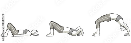 Illustration Yoga Bridge / Chakrasana / Yoga Brücke / Bridge Pose / evoletics-Illustration