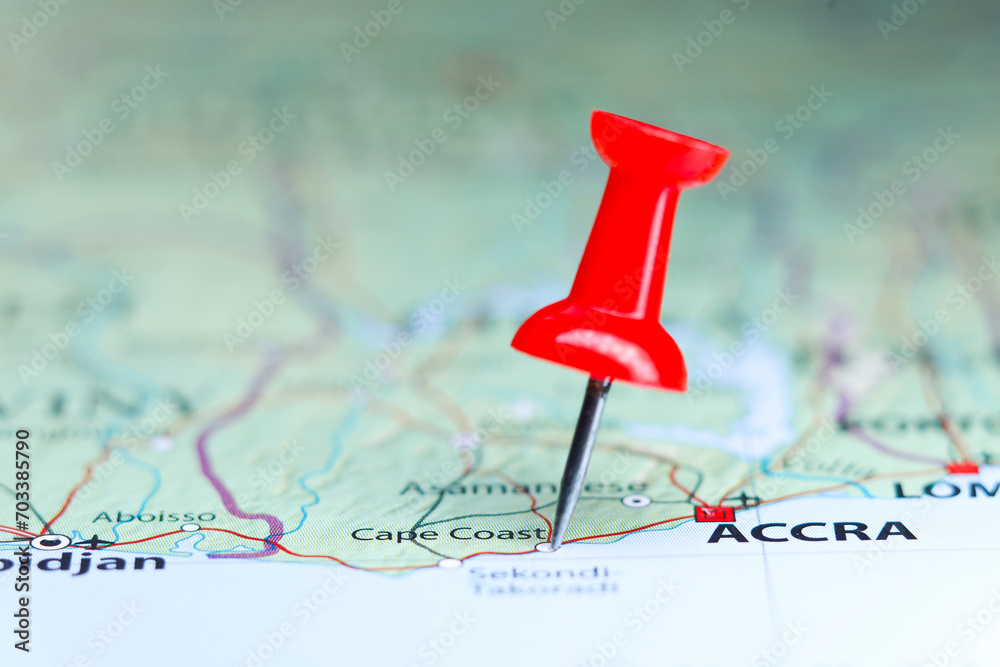 Cape Coast, Ghana pin on map Cape Coast, Ghana pin on map
