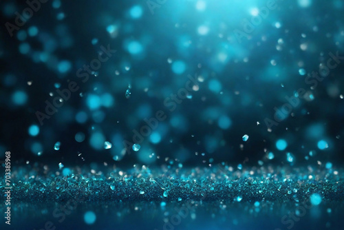 Highlight the enchanting allure of turquoise-blue particles in an abstract bokeh background.