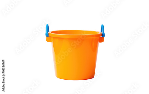 A Close-Up View of Real Small Plastic Toy Bucket Isolated on Transparent Background PNG.