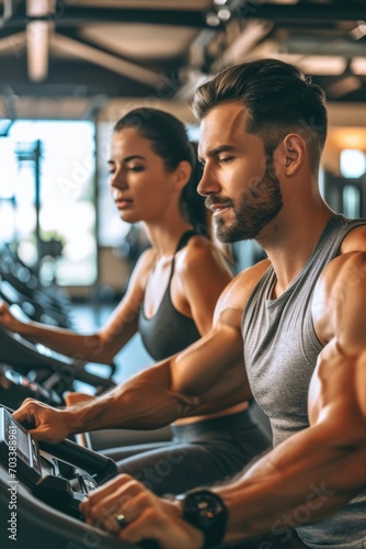 a couple training in gym