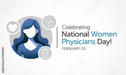 Women Physicians day is observed every year on February 3, Vector illustration