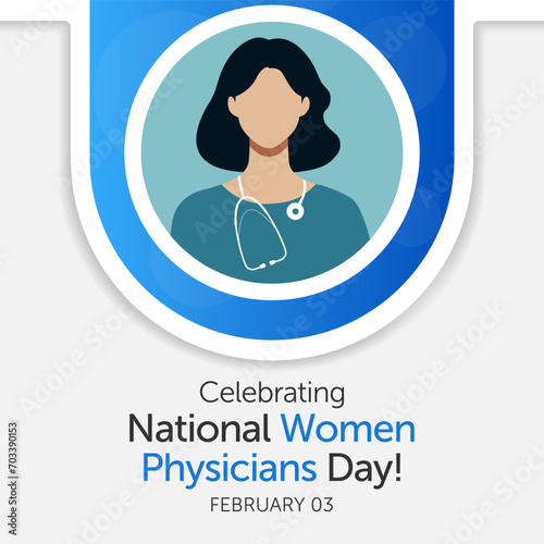 Women Physicians day is observed every year on February 3, Vector illustration