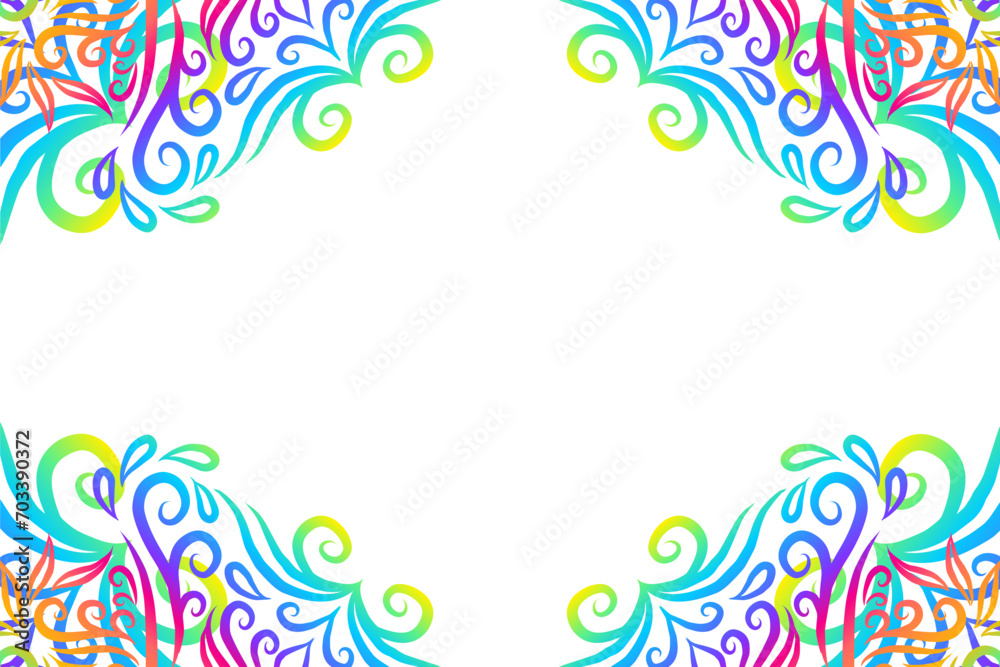 Beautiful colourful frame gradient flowers line art pattern of indonesian culture traditional tenun batik ethnic dayak ornament Beautiful colourful frame gradient flowers line art pattern of indonesian culture traditional tenun batik ethnic dayak ornament