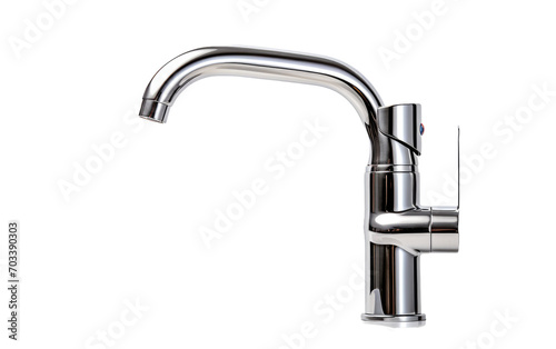 Real Photo of Steel Faucet on a White Canvas Isolated on Transparent Background PNG.