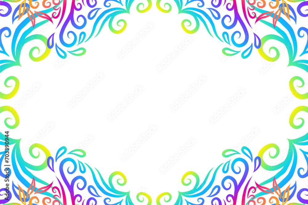 Beautiful colourful frame gradient flowers line art pattern of indonesian culture traditional tenun batik ethnic dayak ornament Beautiful colourful frame gradient flowers line art pattern of indonesian culture traditional tenun batik ethnic dayak ornament