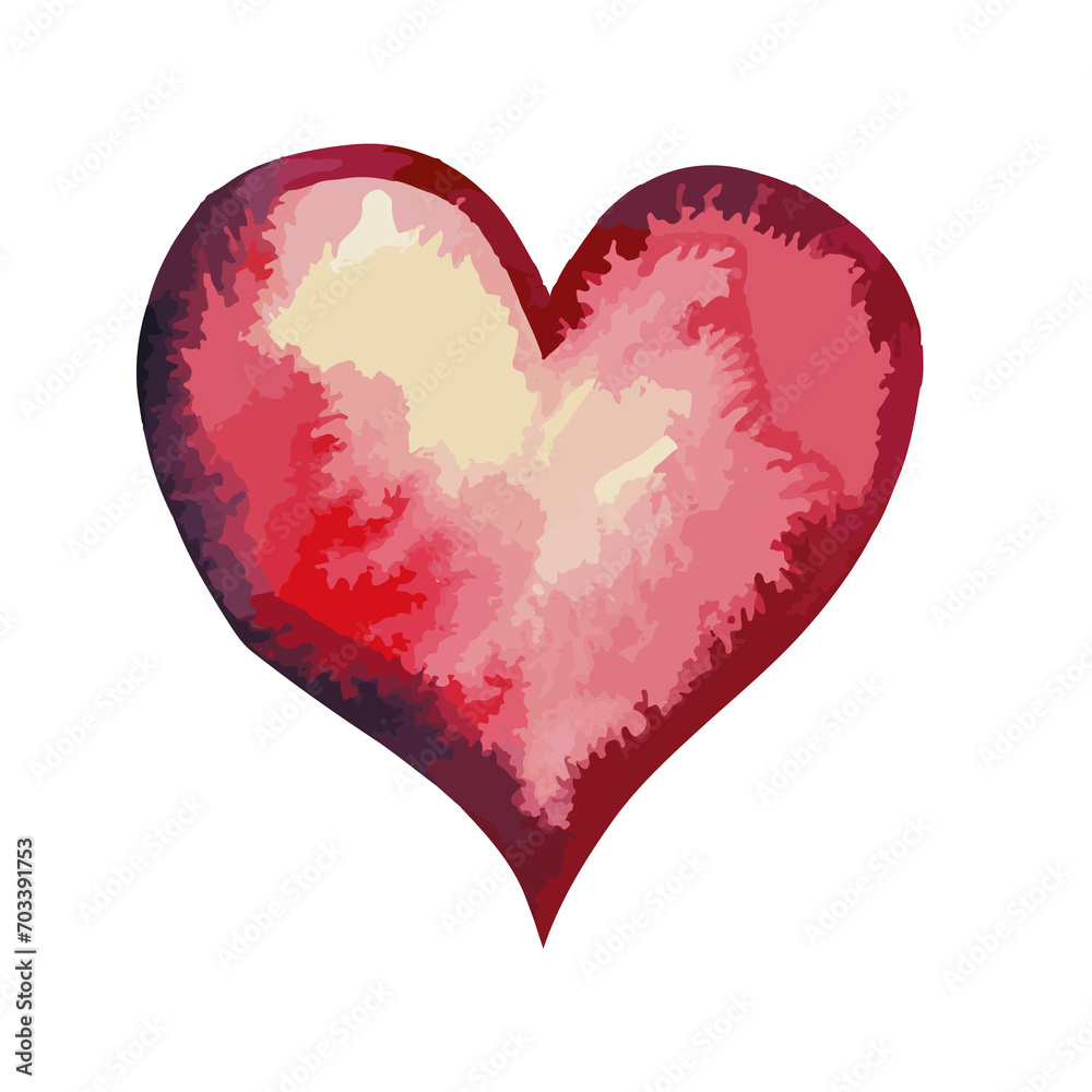 Watercolor Heart Icon Illustration - PNG Transparent Isolated
