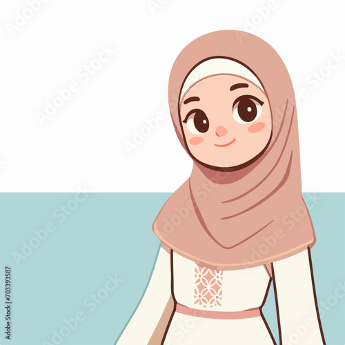 cartoon Illustration of stylish muslim female. beautiful muslim girl hijab vector illustration
