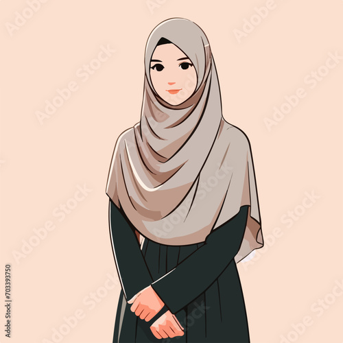 Illustration of stylish muslim female. beautiful muslim girl hijab vector illustration