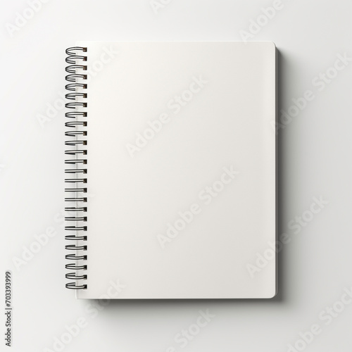White notebook placed on a white background