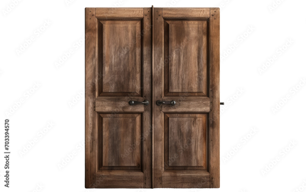 Unmasking the Intricacies of a Wooden Door in this Realistic Image on a Clean White Background Isolated on Transparent Background PNG.