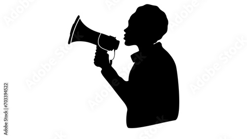 Young african american beautiful woman with megaphone