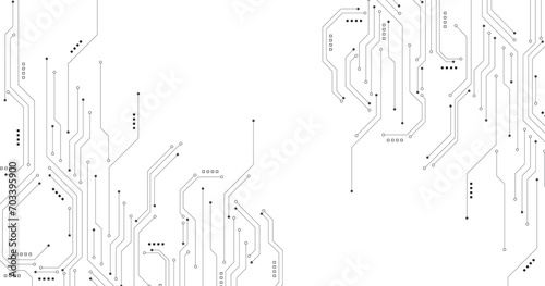 Technology black circuit diagram concept.High-tech circuit board connection system.Vector abstract technology on a white background. photo