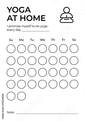 30 days yoga at home planner. Checklist template. (ID: 703396128)