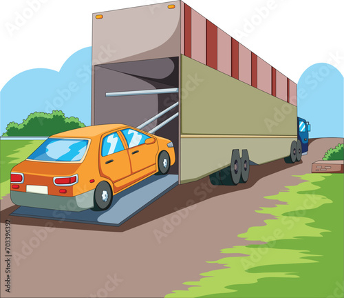 Overloading of car in a truck