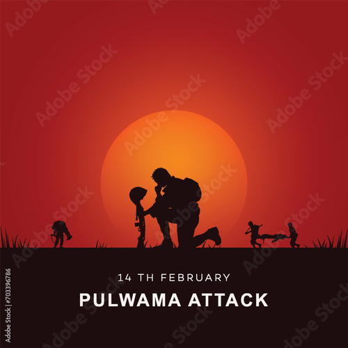 Black day, of India 14 February, pulwama attack, Poster, on Indian army. vector illustration, graphic art, post, design, CRPF Jawans. India, new,