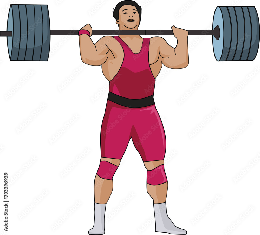 Weightlifter lifting heavy weight rode