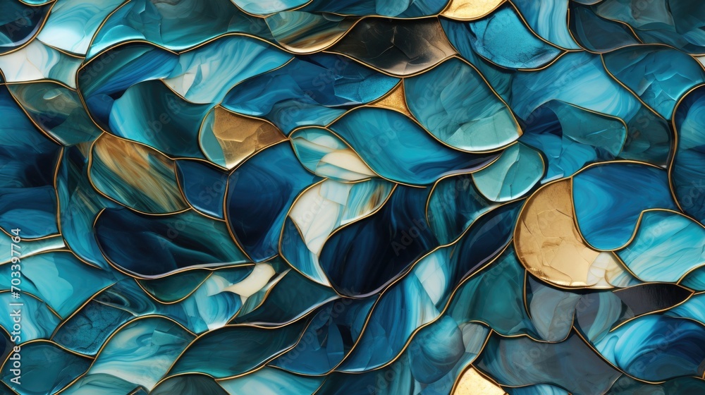 Fototapeta premium Close-up of a metallic structure with varying shades of blue and amber