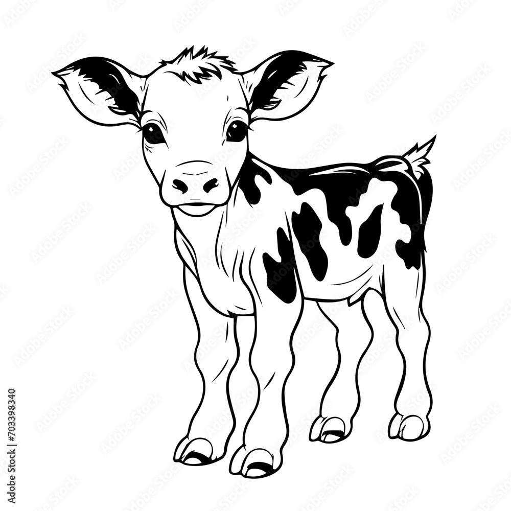 Cute Baby Cow Cartoon Vector Illustration