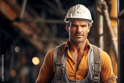 Builder Man on a Construction Site