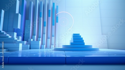 a 2024 year number with a target icon and a rise-up arrow on white blocks  forming a graph of steps  symbolizing the action plan for business growth and profit on a vibrant blue background