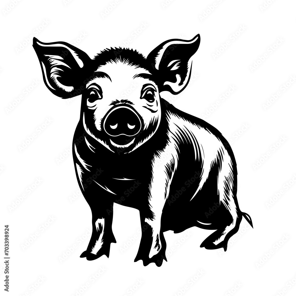 Adorable Baby Pig Cartoon Vector