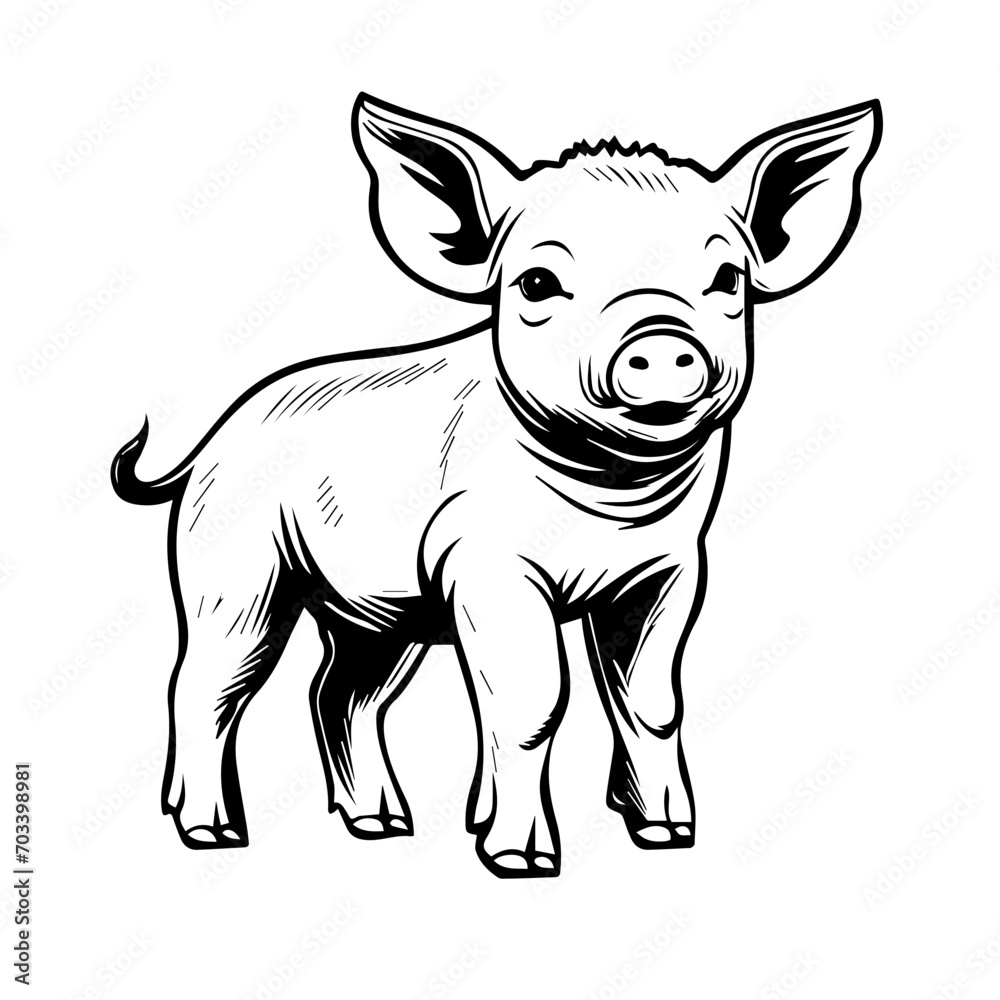 Adorable Baby Pig Cartoon Vector