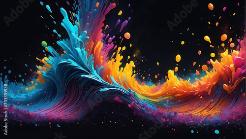 Abstract colored explosion on a blue background