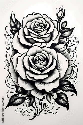 Wallpaper Mural Monochrome rose tattoo Torontodigital.ca
