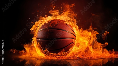 Infernal Flames, A Dazzling Basketball Ignites The Darkness With Resplendent Fire © Iarte