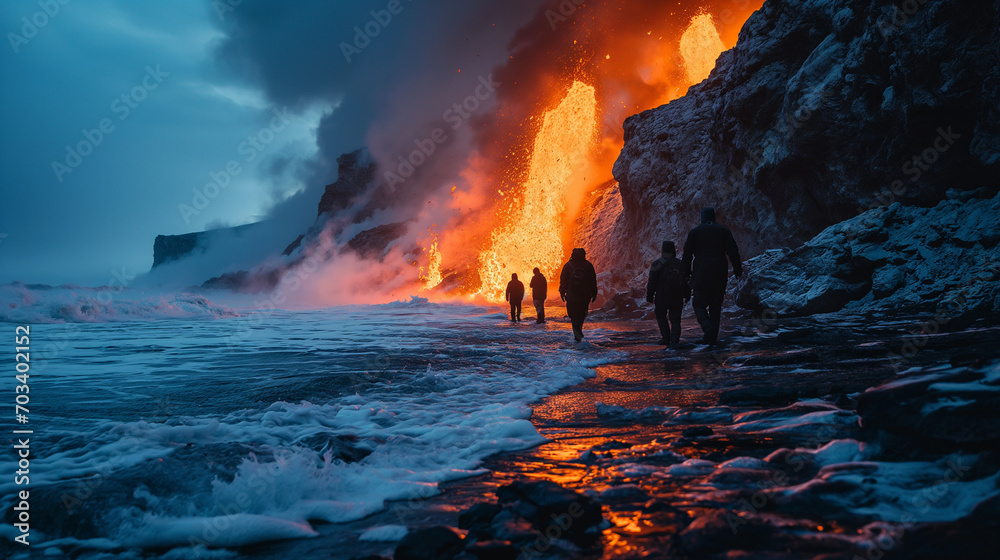 Apocalyptic vision of a volcano erupting Apocalyptic vision of a volcano erupting