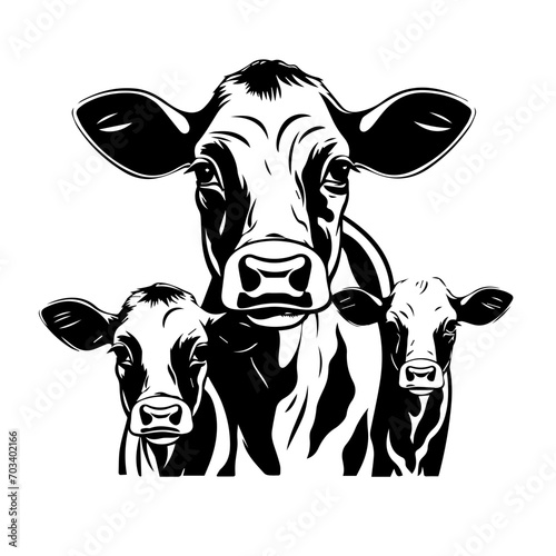 Cow Family Vector Illustration