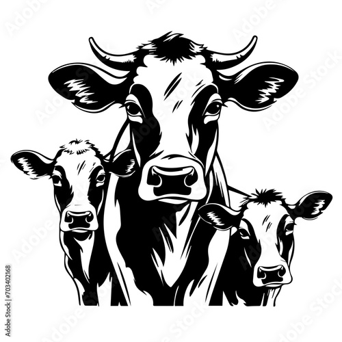 Cow Family Vector Illustration