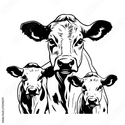 Cow Family Vector Illustration