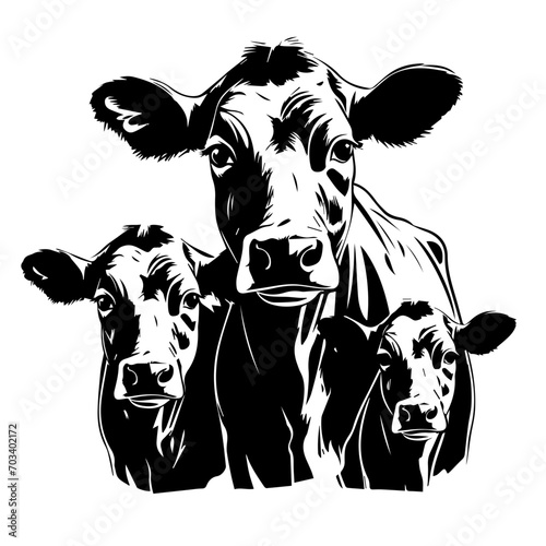 Cow Family Vector Illustration