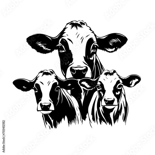 Cow Family Vector Illustration