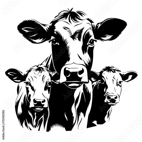 Cow Family Vector Illustration