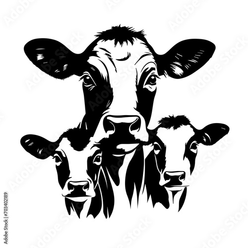 Cow Family Vector Illustration