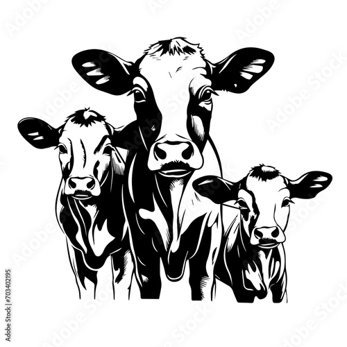 Cow Family Vector Illustration
